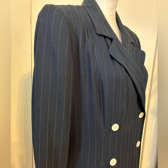 Vintage Brooks Brothers Black Striped Double-Breasted Dress - Picture 2 of 9